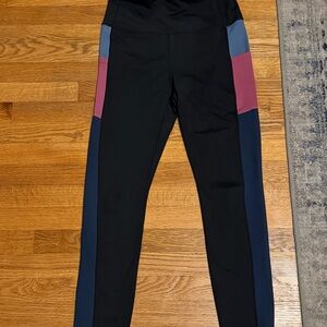 Chic Colorblock Leggings - Black, Blue, and Pink